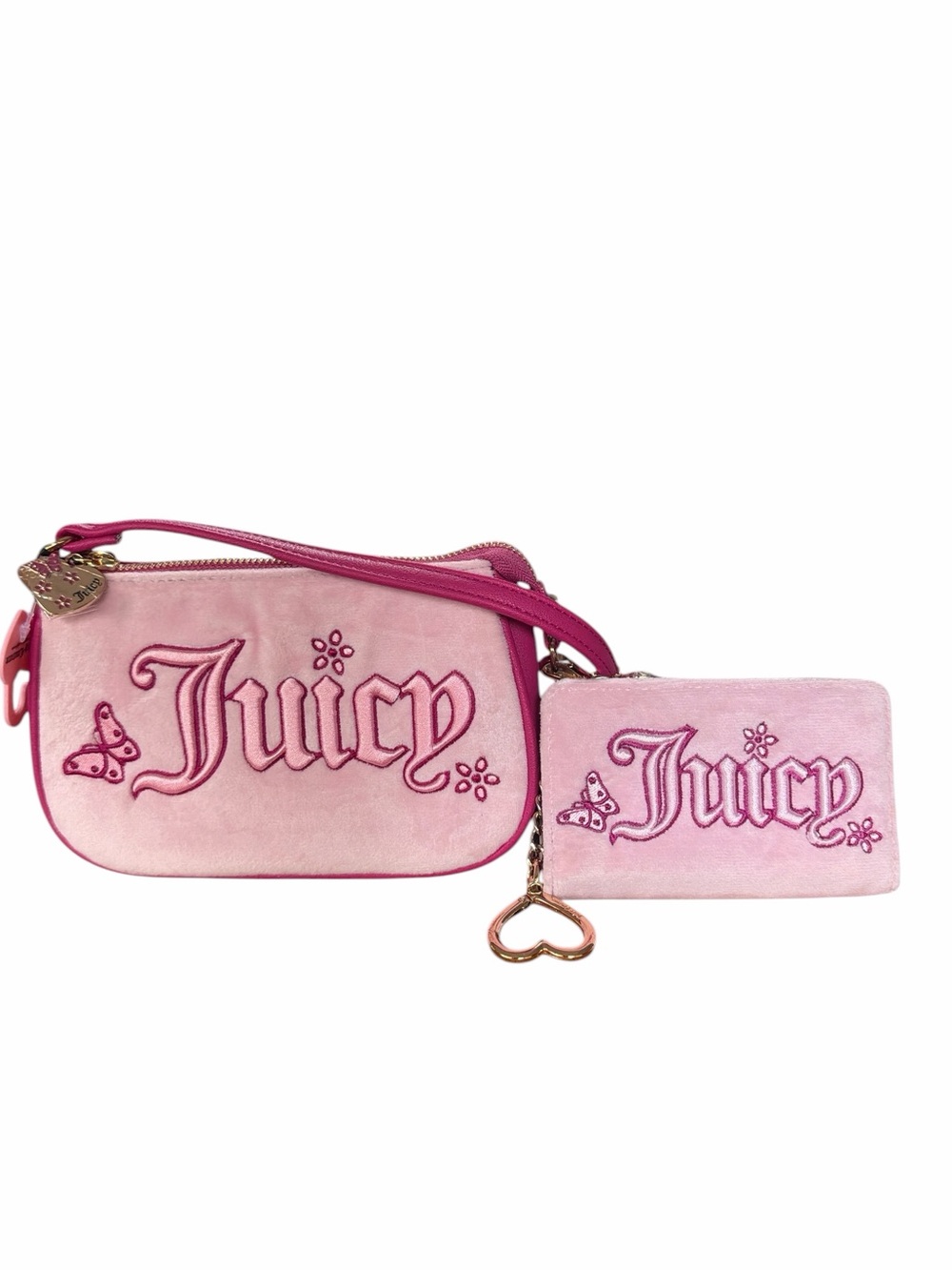 Juicy Couture In the Sky Flamingo Pink Convertible Wristlet and Coin Wallet Set